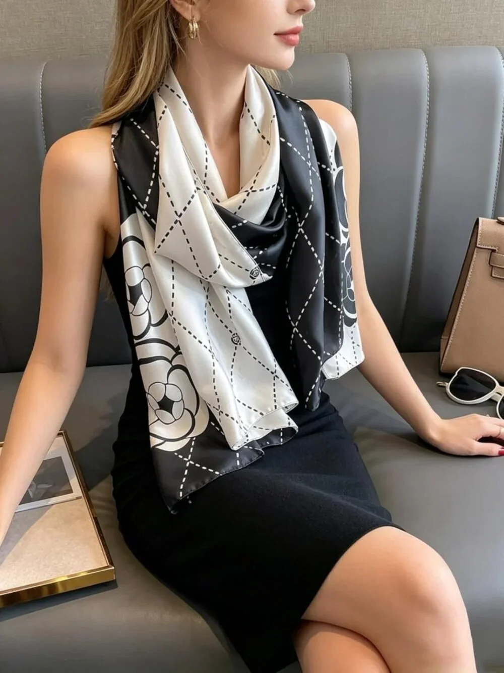 Silk Feel Scarf Shawl Wrap for Women | Soft Large Square Beach Cover-Up